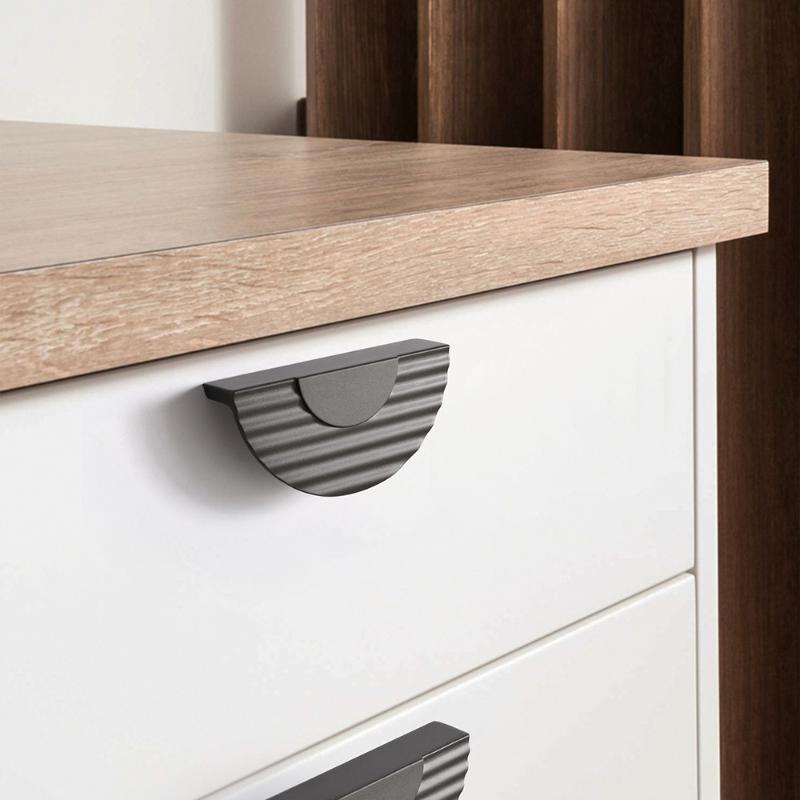 Modern Wave Gray Gold Brass Furniture Handle Wardrobe Dresser Cupboard Cabinet Drawer Shoe Box Knob
