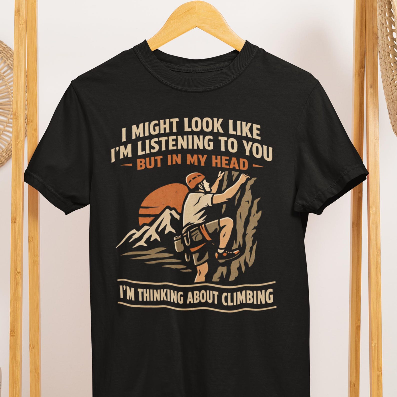 Climbing T-Shirt Funny Rock Climber Gift Shirt for Climbing Lovers S