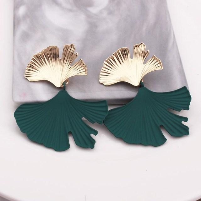 Fashion Geometric Gold Color Ginkgo Biloba Leaf Shape Drop Earring Creative Personality Simple Punk Woman Dangle Earring Jewelry