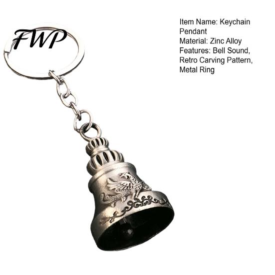 Vintage Key Accessory Keychain Pendant Traditional Pattern Retro Bell Design Crisp Ringing Sound Long-lasting Holder with Metal Ring Backpacks