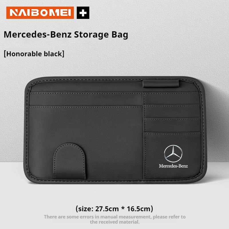 

Для Mercedes Benz AMG R C E V Класу Viano SLK GLC SL Vito GLK Автомобільний PU Шкіряний Сонцезахисний Козирок Затискач для Окулярів Тримач для Карт Кишені для Зберігання чорний
