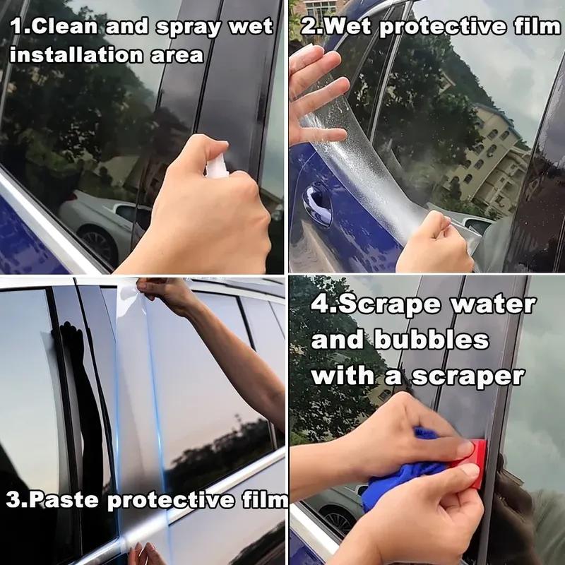 For Porsche Macan 2018- TPU Film Window Center Pillar Protective Film Anti-scratch Cover Car Protector Exterior Accessories