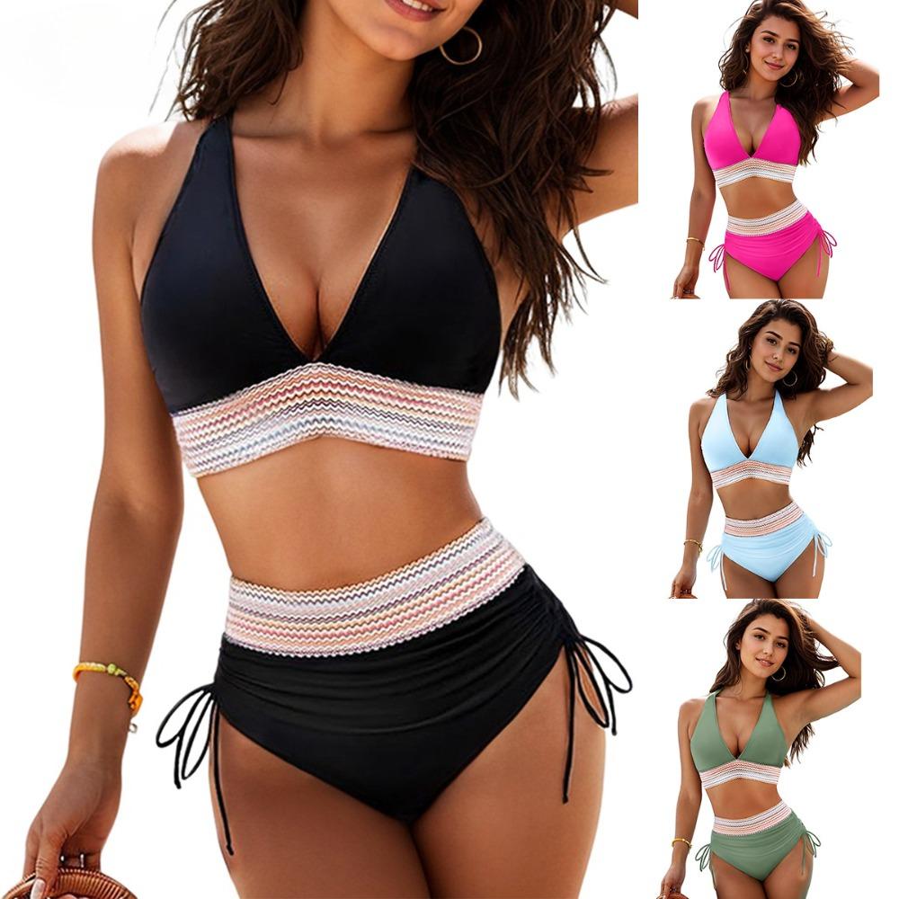 

European and American Swimsuit Cover Split Bikini XL peacock синього кольору