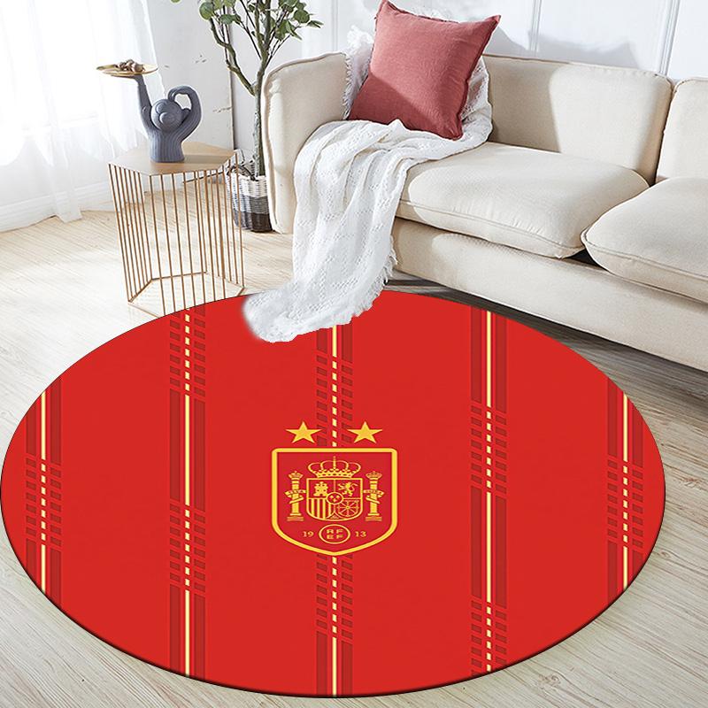 Spain National Football Team2 Round Area Rug,Carpet Rug for Living Room Bedroom Sofa Playroom Decor,Non-slip Floor Mat