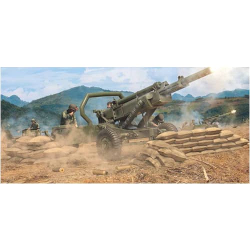 Rubicon Models 1/56 Scale US M102 105mm Howitzer with Crew, Plastic Model Kit RB0126
