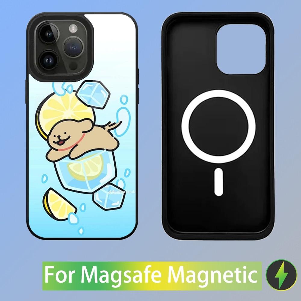 Korea Line Puppy Maltese Phone Case For iPhone 15,14,13,12,11,Plus,Pro,Max Mini Magsafe Magnetic Wireless Charging