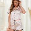 Women’s Sleep Lounge Pajamas Stain Imitation Silk Sleeping Suits Button Up Shirts Short Pants Set Summer Night Clothes Home Wear