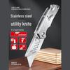 DEWO Heavy-Duty Stainless Steel Electrician's Folding Utility Knife with Cable and Wire Stripper, Thickened Hook.