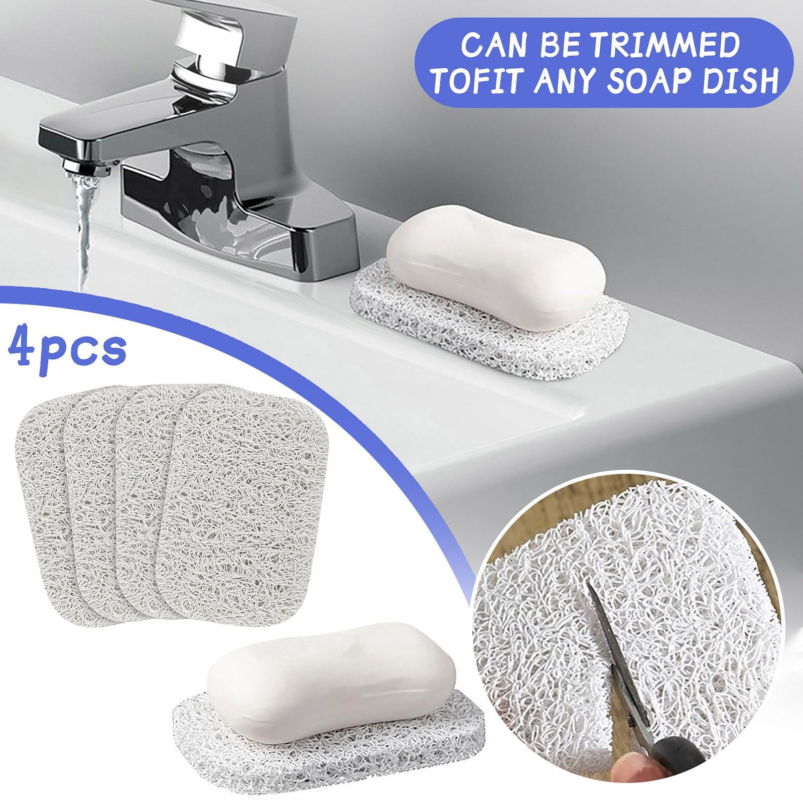 

4 шт., коврик для мыла из ПВХ, нескользящий коврик для мыла для ванной комнаты, бытовой коврик для чистки, легко моющийся держатель для мыла, принадлежности для ванной комнаты
