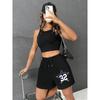 Hose Kalifornien Sterne Und Nummer 32 Muster Damen Shorts Kordelzug Elastizität Kurze Hosen Fitnessstudio Weites Bein Hose Kleidung