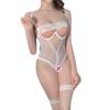 Sexy Lingerie Sexy Perspective Lace Steel Ring Gathering Pajamas Uniform Temptation Passion Open Crotch Conjoined