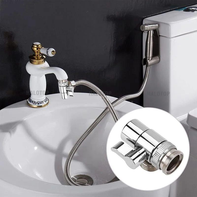 Faucet Adapter One In Two Out Zinc Alloy Diversion Valve Faucet External Three-Way Water Divider Washbasin Showerhead Accessorie