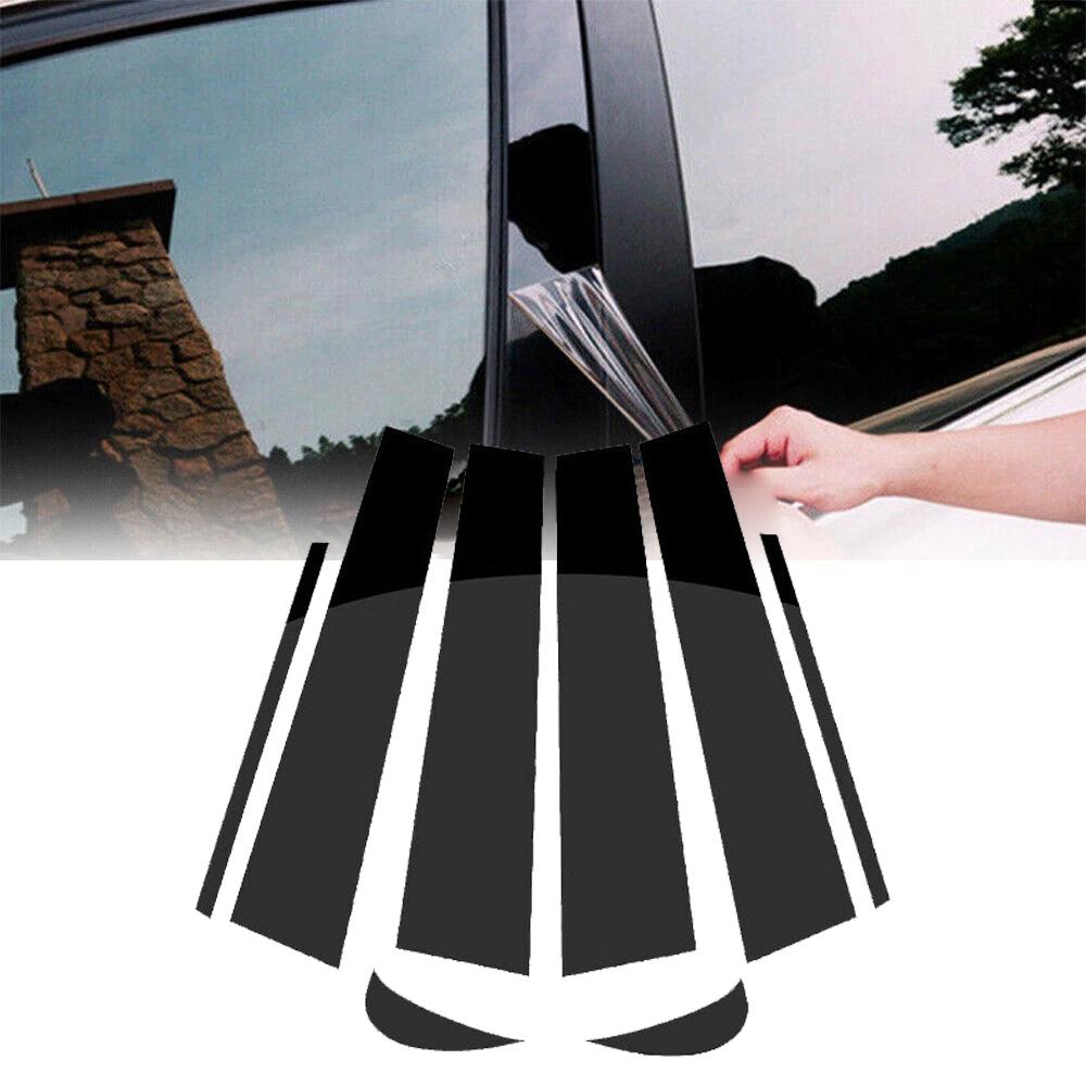 8Pcs Car Polished Black Window Pillar Door Post Trims Cover BC Column Panel Stickers For Toyota Camry 2018 2019 2020 2021-2024
