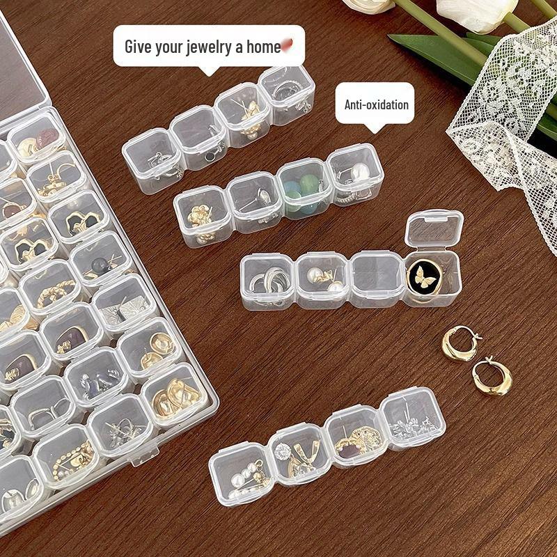 Clear Multi-Compartment Jewelry Box: Dustproof, Detachable, Portable Earring & Nail Art Storage