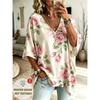 T-shirt da Donna Taglie Forti Scollo a V Maniche a Pipistrello Stampa Etnica Boemia Top Largo Estivo Comodo Traspirante Quotidiano Casual Stile Modellante
