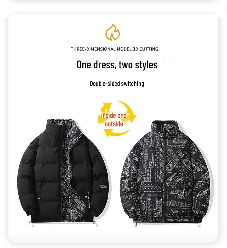 Men's Reversible 2024 Cotton Padded Jacket - Thick, Casual Double-Sided Coat