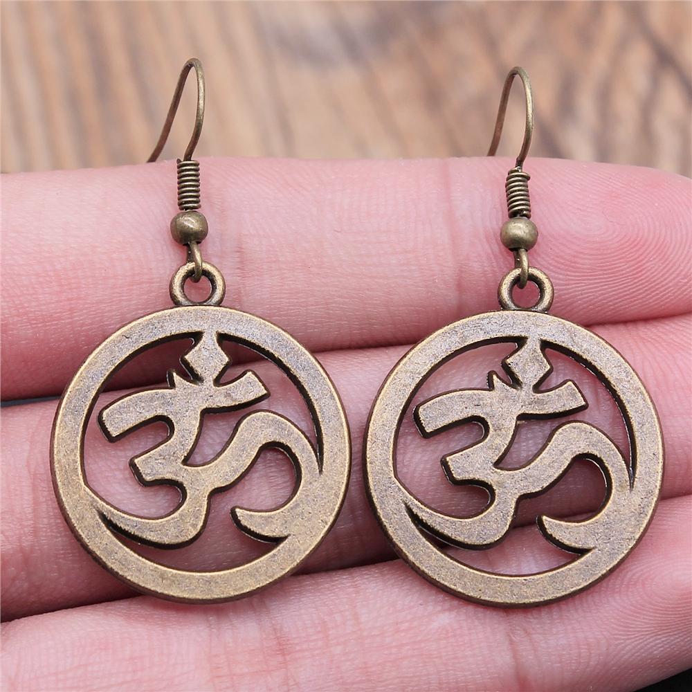 Om Sign Yoga Symbool Oorbel Yoga Om Symbool Zen Boeddhisme Glazen Oorbellen Voor Vrouwen Sieraden