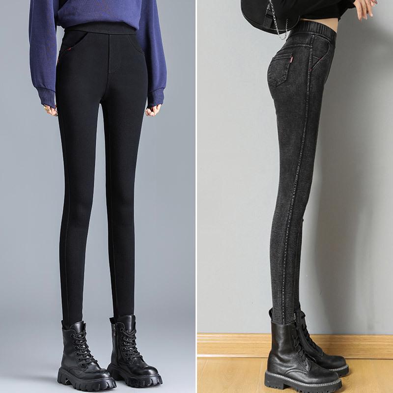 Petite High-Waisted Women's Fleece-Lined Leggings: Thickened for Outerwear, New 2025 Style, Perfect for Spring, Autumn, Winter