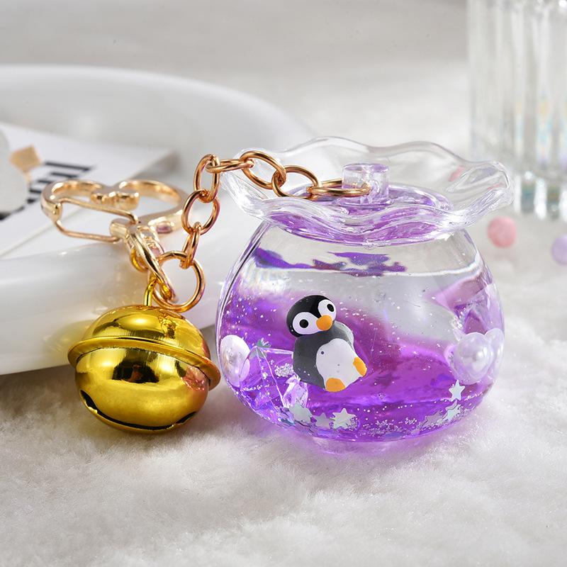 "Goldfish Keychain Quicksand Oil Bottle - Marine Animal Desk Accessory & Bag Pendant"