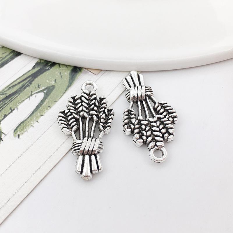 Red Wine Wheat Ear Pendant for DIY Tibetan Silver Jewelry: Earrings, Bracelet, Necklace