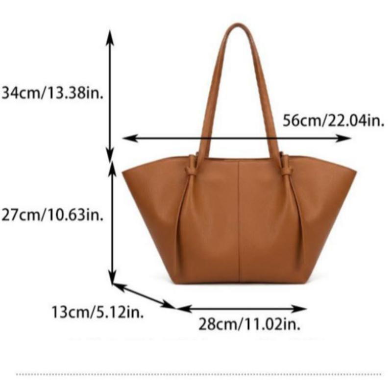 Large Capacity Wing Tote Bag Women Luxury Leather Shoulder Bag Minimalist Design Commuter Handbag Solid Color Casual Work Bag