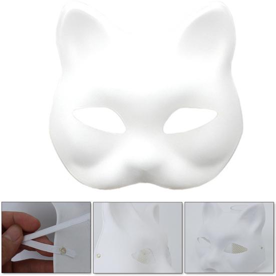 DIY Therian Maskesett Blank Katt Rev Maske med Filtstoffark Fuskepels Øyenett Pelsdyr Dyrekostyme Maske for Halloweenfest Cosplay