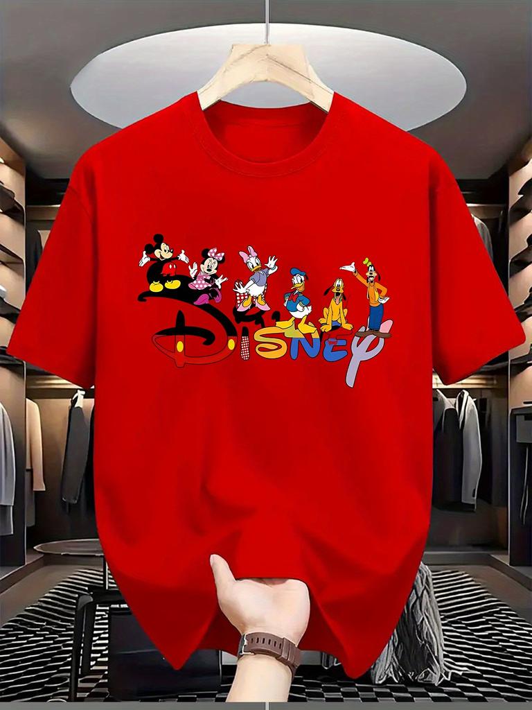 Disney Mickey Minnie Goofy Graphic TShirt Women Men Casual O Neck Short Sleeve Cotton Tops Soft Cotton Cartoon Print Tees