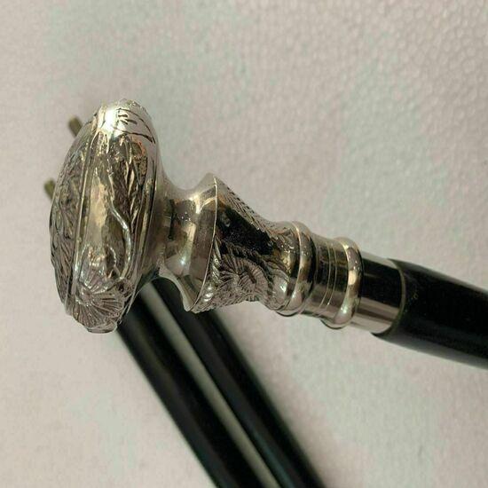 Designer Antique Brass Handle Wooden Walking Stick Vintage Victorian Style Cane