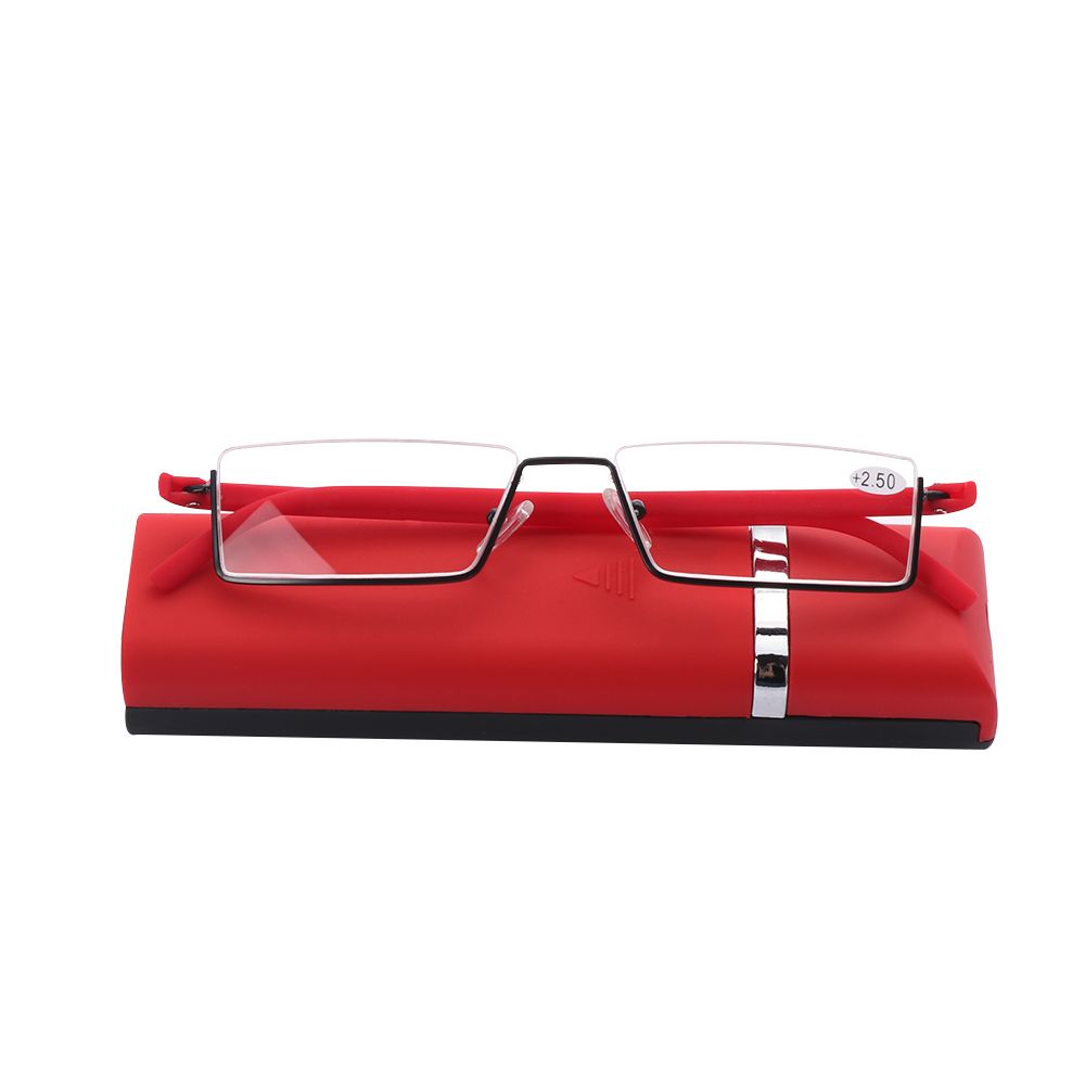 Vision Care Portable TR90 Reading Glasses Semi Rimless Reader Eyeglasses Half Frame