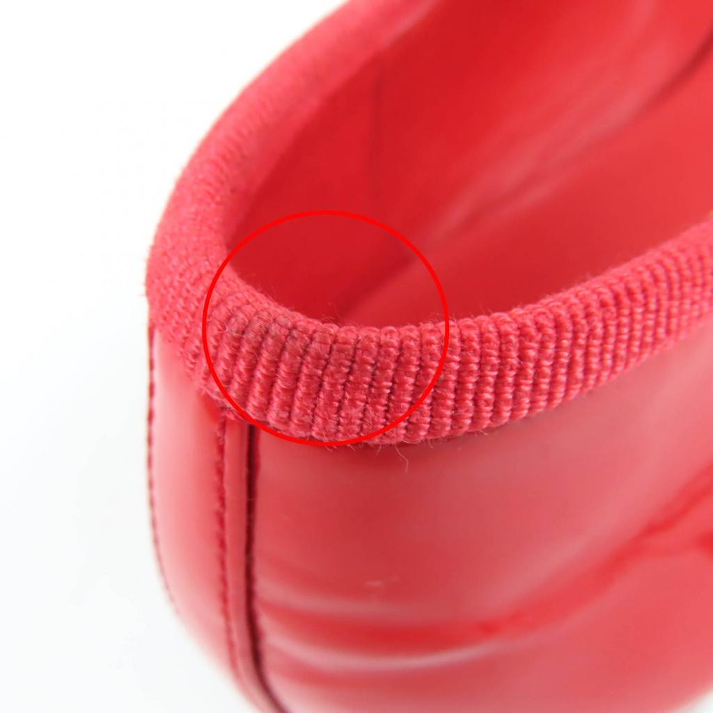 Chanel Ballet Shoes COCO Mark Two-tone Flats Red Black Patent Leather 36 G02819 Used