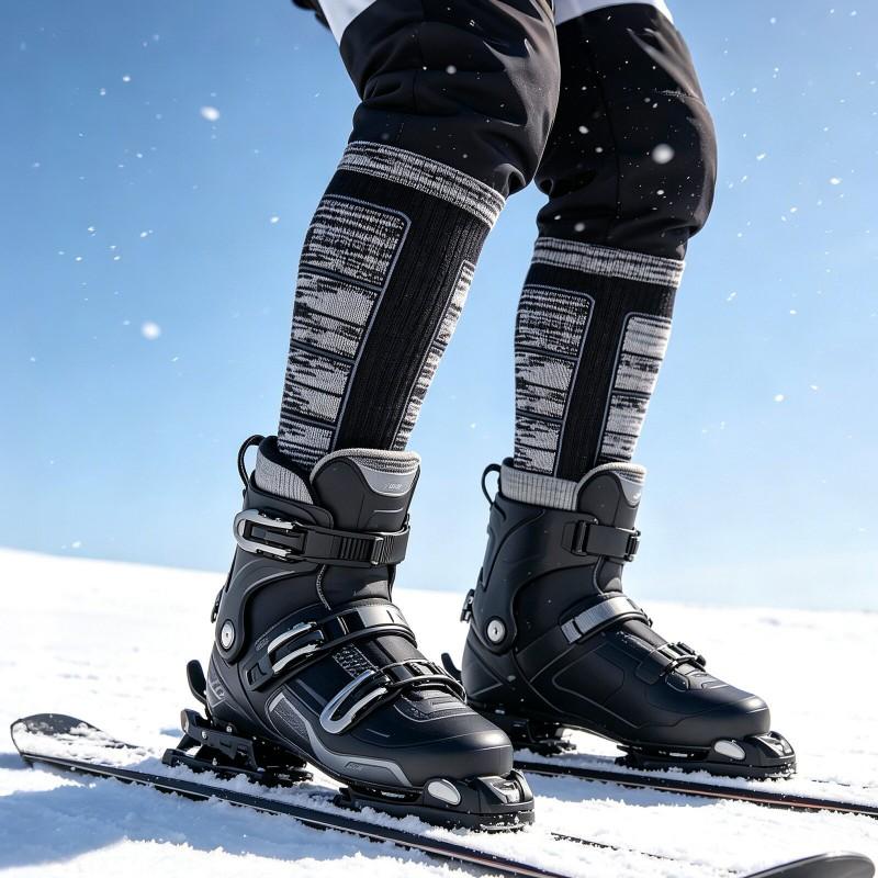Merino Wool Ski Socks High Calf Thick Warm Winter Sports Men Women Anti-Slip Antibacterial