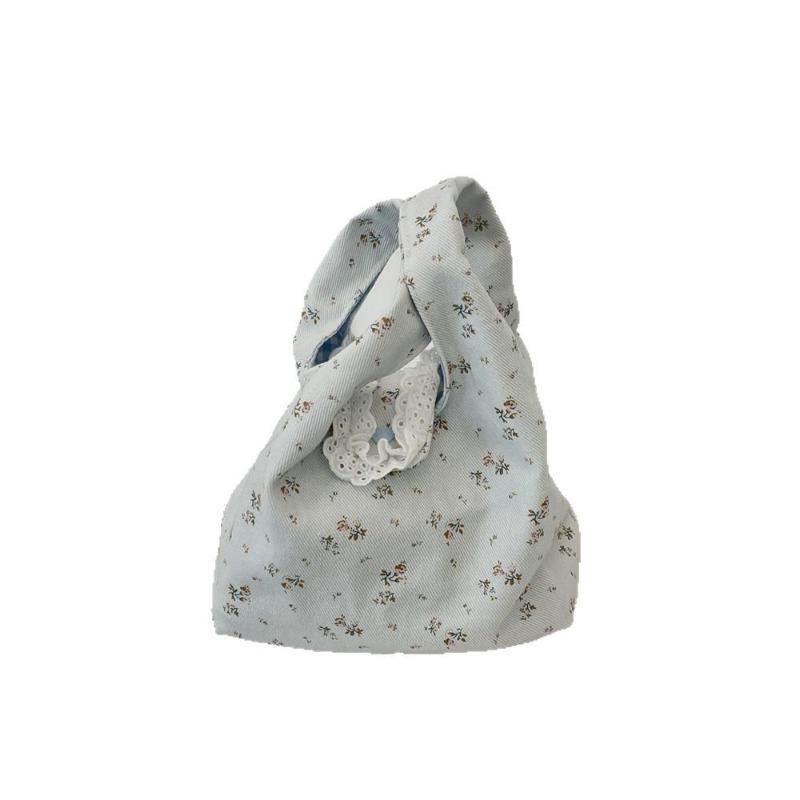 1 Cute floral hand-held canvas bag, work sundries, small bag, summer bag, women's wrist bag