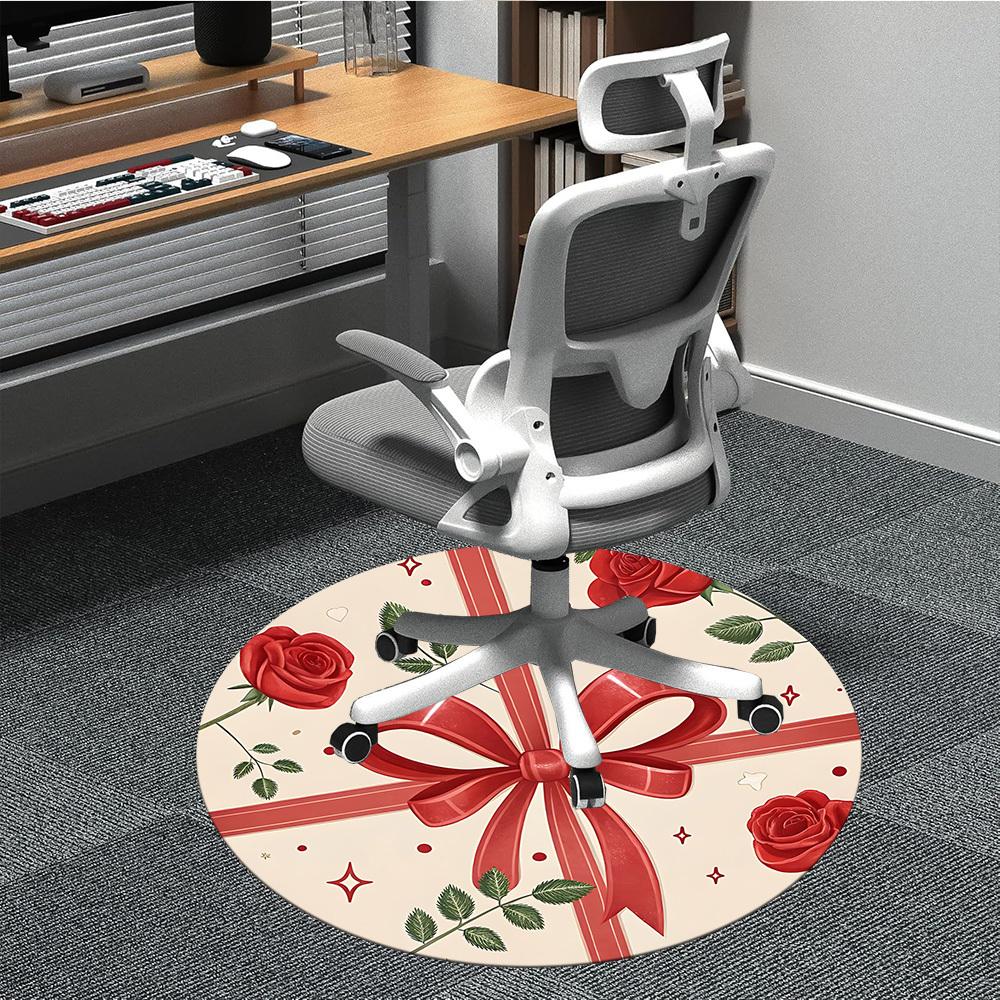 

1pc Bows, Romance Office Round Rug, Non-slip, Soft and Durable Office Rug for Interior Decoration, Perfect for Office, Decoration yy260204007 80cm by 80cm