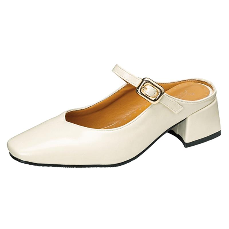 

Элегантные женские тапочки на низком блочном каблуке, летние мюли, женские дизайнерские брендовые туфли с закрытым носком, серебристые, бежевые сандалии, большой размер 45 42 бежевый