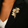 Fashion Elegant Gold Floral Brooches For Women Clothing Coat Suit Accessories Gifts