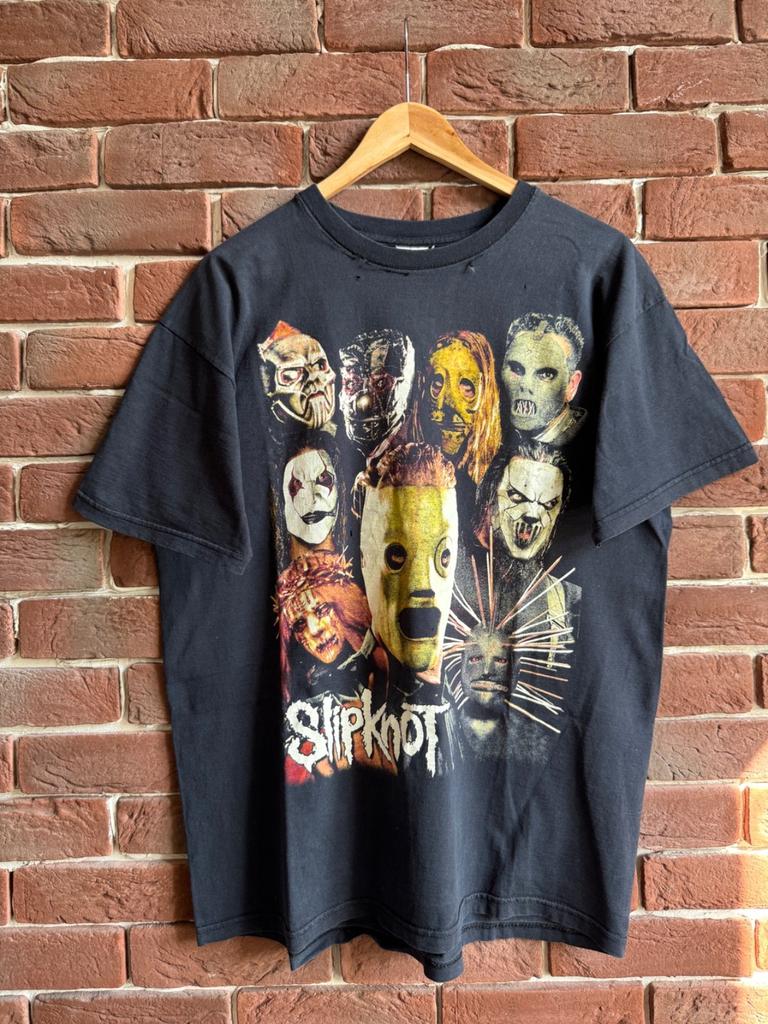 Rara Vintage Anni 00 Slipknot Maschere Numetal Band Tee Y2K L T-Shirt Unisex