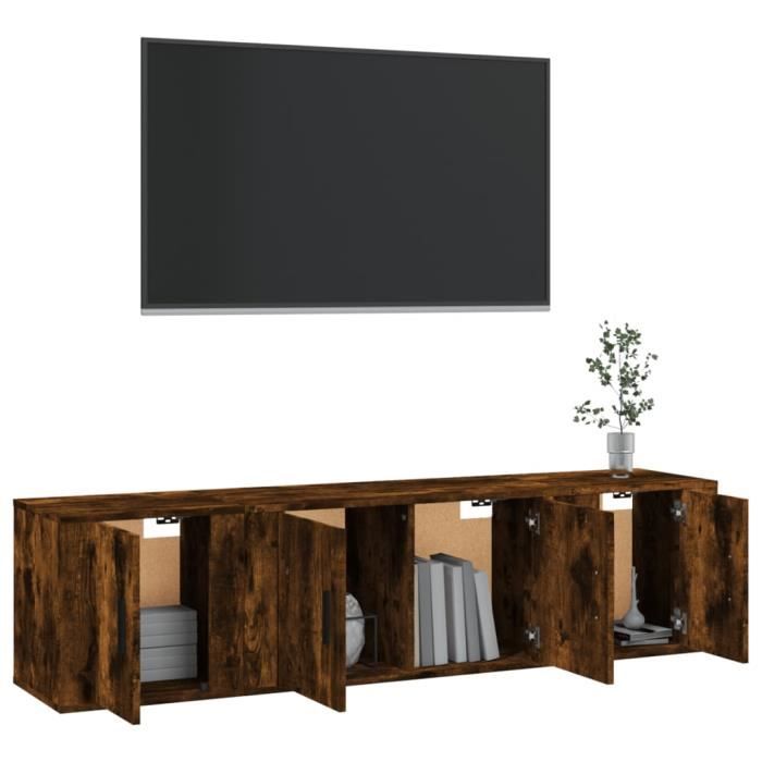 VidaXL TV Stand Set 3 Pcs Smoked Oak Engineered Wood 3188403