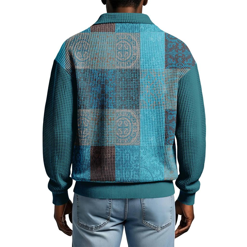 Męska koszula codzienna o luźnym kroju, zapinana na guziki, z kołnierzykiem i długim rękawem