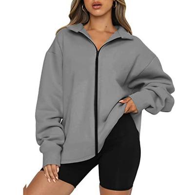 Schoonheid Mode Casual Effen Kleur Top Dikke Rits Sweatshirt
