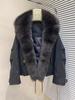 New fox fur collar suit collar fur jacket women's winter white duck down locomotive pie overcome down jacket