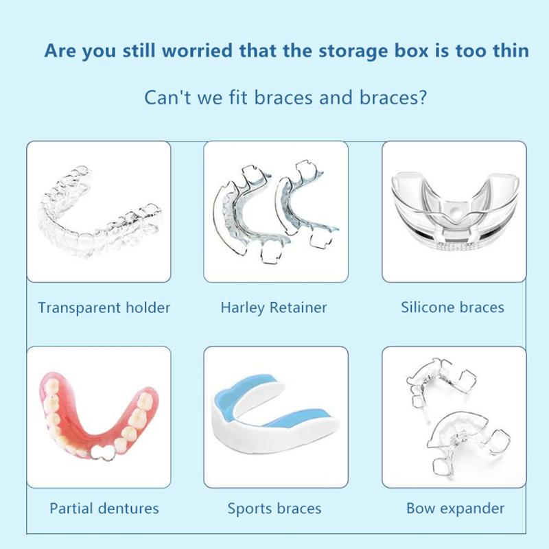 Portable Denture Tray Box Dental Retainer Box Teeth Aligner Braces Box Teeth Container Denture Box False Teeth Protective Case