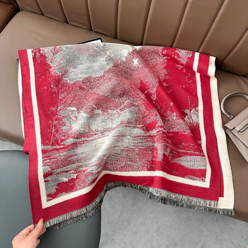 New autumn and winter retro landscape imitation cashmere scarf women's high-end temperament scarf shawl