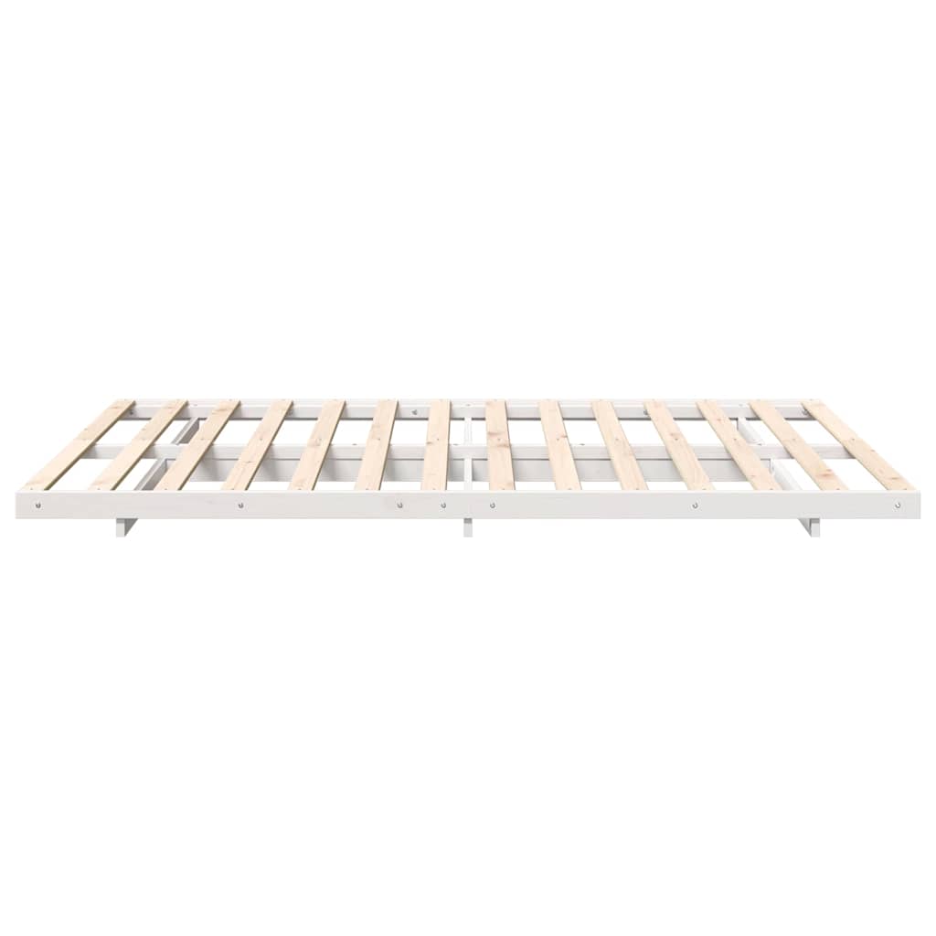 White Bed Frame 140 x 220 cm Solid Pine Wood