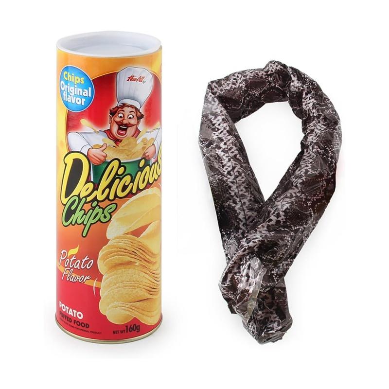 

Potato Chip Snake Can Jump, Snake Toy Prank-Funny Trick Gag Gift Fool Day Halloween Party Decoration Gift For Ages 14+ Prank Chips