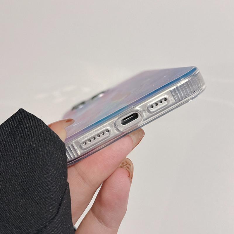 For iPhone 14 Pro Max Case Gradient Starry Silver TPU+Acrylic Phone Cover Protector