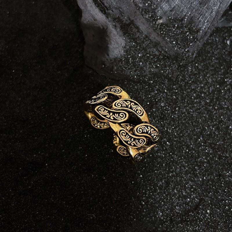Sophisticated Antique Gold Adjustable Ring For Women With Unique Geometric Zircon Design
