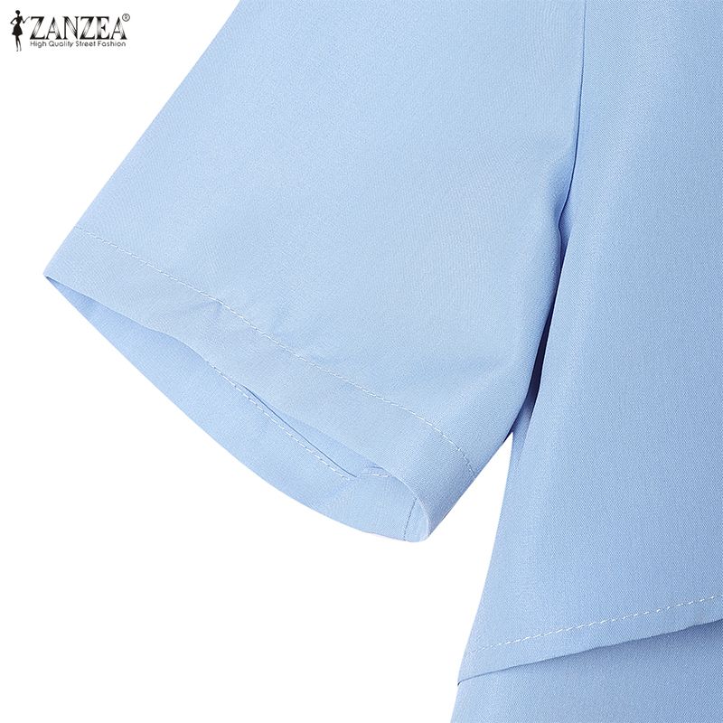 ZANZEA Women Daily Casual Elegant Round Neck Casual Short Sleeve Dress