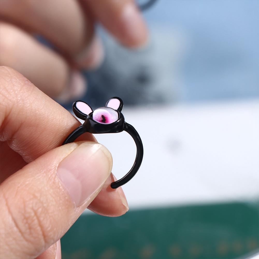 Niche Design Rabbit Black Cat Women Opening Ring Fashion Jewelry Harajuku Ring Korean Style Ring