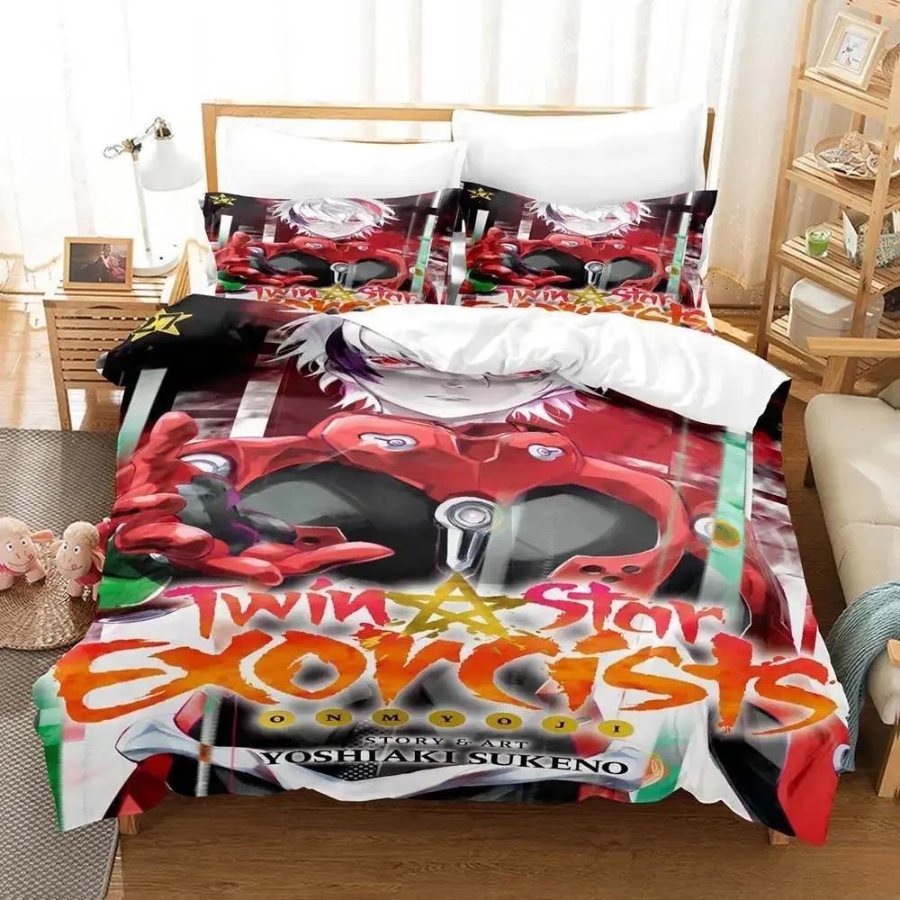 Home Textiles Twin Star Exorcists Bedding Set Cartoon Anime three-piece set Adult Kid Bedroom Duvet cover Sets 3D Kawaii Girl
