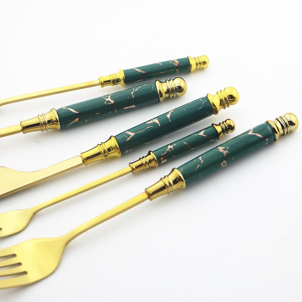 5ks sada příborů z černého zlata Vintage keramické nádobí Nerezové nádobí Nůž Dort Vidlička Čajová lžička Domácí sada příborů